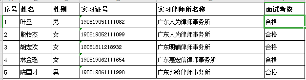 2020年8月实习面试考核结果公示（6）