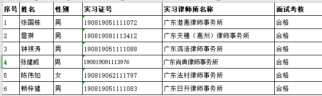 2020年9月实习面试考核结果公示（5）